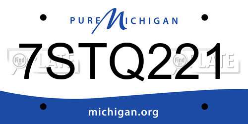 7STQ221 Michigan License Plate