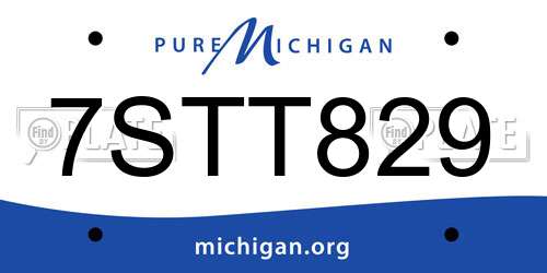 7STT829 Michigan License Plate