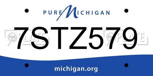 7STZ579 Michigan License Plate