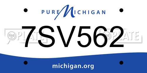 7SV562 Michigan License Plate