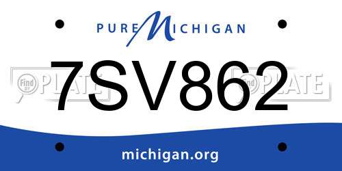 7SV862 Michigan License Plate