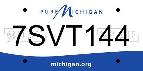 7SVT144 Michigan License Plate