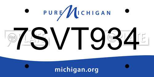 7SVT934 Michigan License Plate
