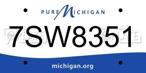 7SW8351 Michigan License Plate