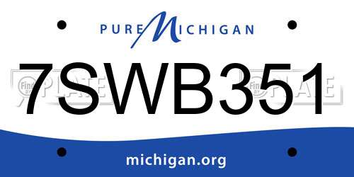 7SWB351 Michigan License Plate