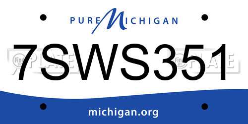 7SWS351 Michigan License Plate