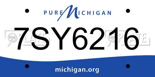 7SY6216 Michigan License Plate