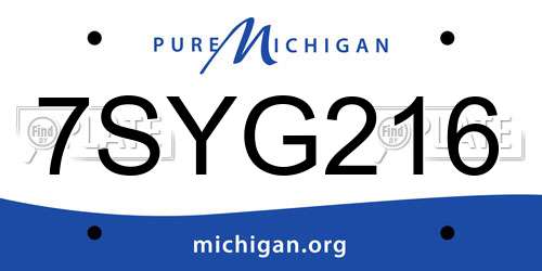 7SYG216 Michigan License Plate