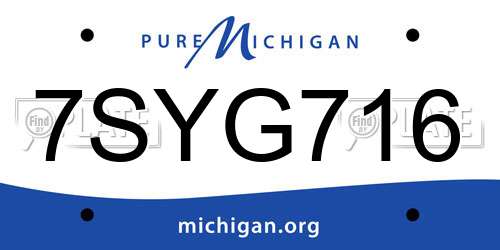 7SYG716 Michigan License Plate