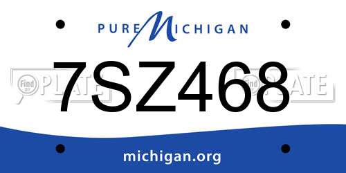 7SZ468 Michigan License Plate