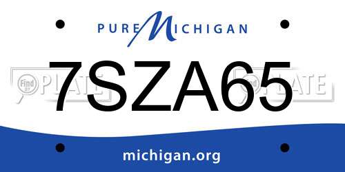 7SZA65 Michigan License Plate