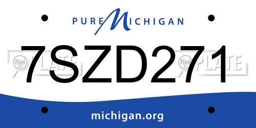 7SZD271 Michigan License Plate