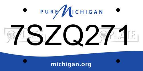 7SZQ271 Michigan License Plate