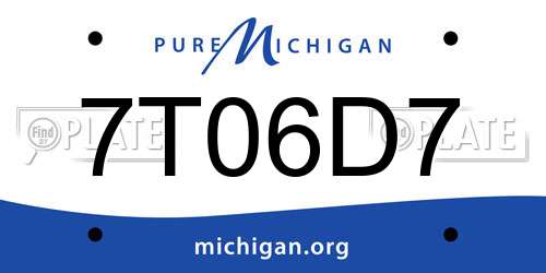 7T06D7 Michigan License Plate