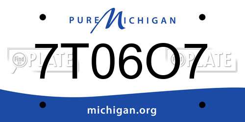 7T06O7 Michigan License Plate