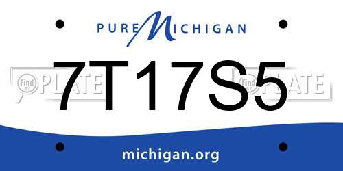 7T17S5 Michigan License Plate