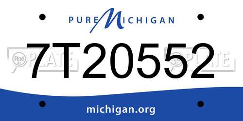 7T20552 Michigan License Plate