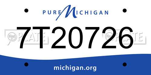 7T20726 Michigan License Plate