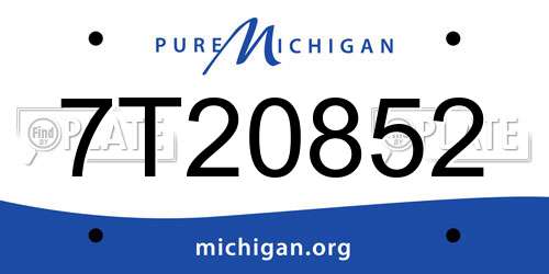 7T20852 Michigan License Plate