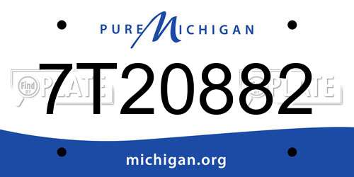 7T20882 Michigan License Plate