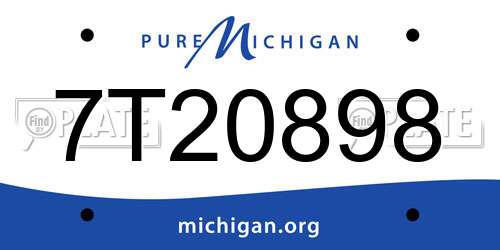 7T20898 Michigan License Plate