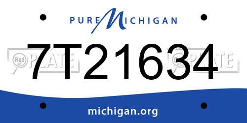 7T21634 Michigan License Plate