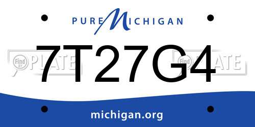 7T27G4 Michigan License Plate
