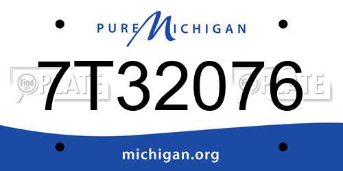 7T32076 Michigan License Plate