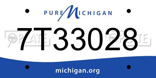 7T33028 Michigan License Plate
