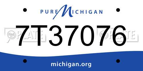 7T37076 Michigan License Plate