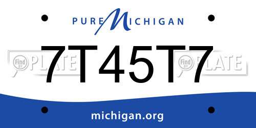 7T45T7 Michigan License Plate