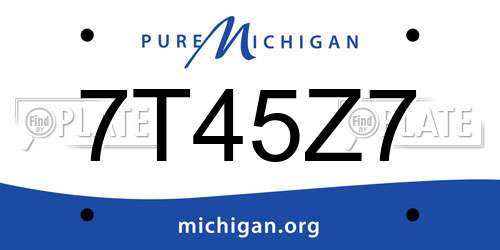 7T45Z7 Michigan License Plate