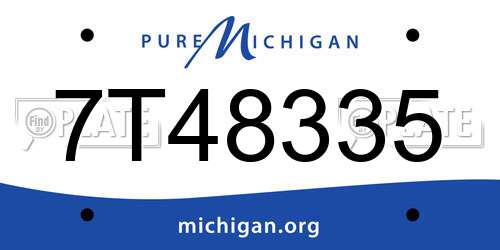 7T48335 Michigan License Plate