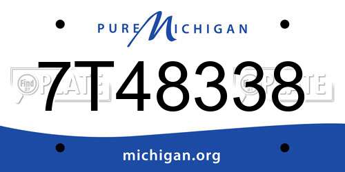 7T48338 Michigan License Plate