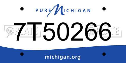 7T50266 Michigan License Plate