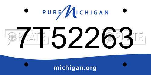 7T52263 Michigan License Plate