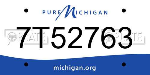 7T52763 Michigan License Plate