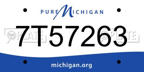 7T57263 Michigan License Plate