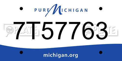 7T57763 Michigan License Plate