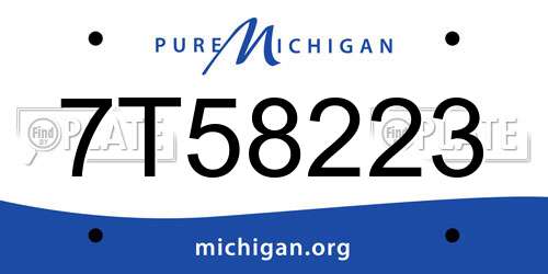 7T58223 Michigan License Plate