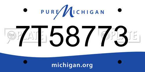 7T58773 Michigan License Plate