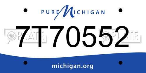 7T70552 Michigan License Plate