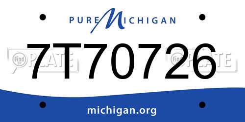 7T70726 Michigan License Plate