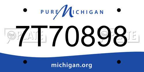 7T70898 Michigan License Plate