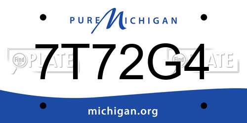 7T72G4 Michigan License Plate