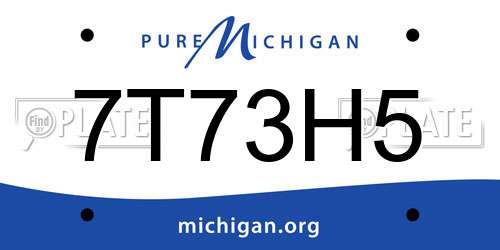 7T73H5 Michigan License Plate