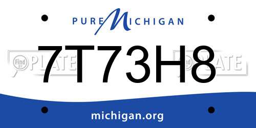 7T73H8 Michigan License Plate