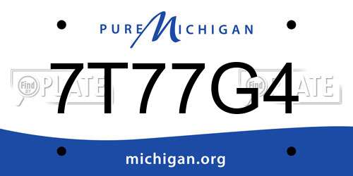 7T77G4 Michigan License Plate
