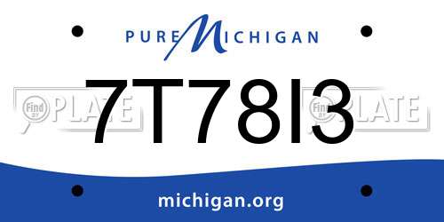 7T78I3 Michigan License Plate