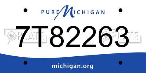 7T82263 Michigan License Plate